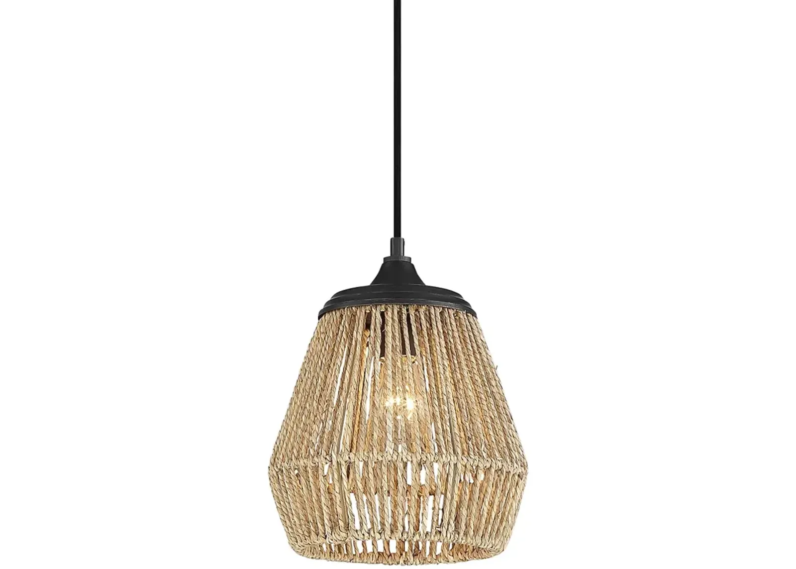 Quoizel Romain 8 3/4" Wide Earth Black and Rattan Fiber Mini Pendant