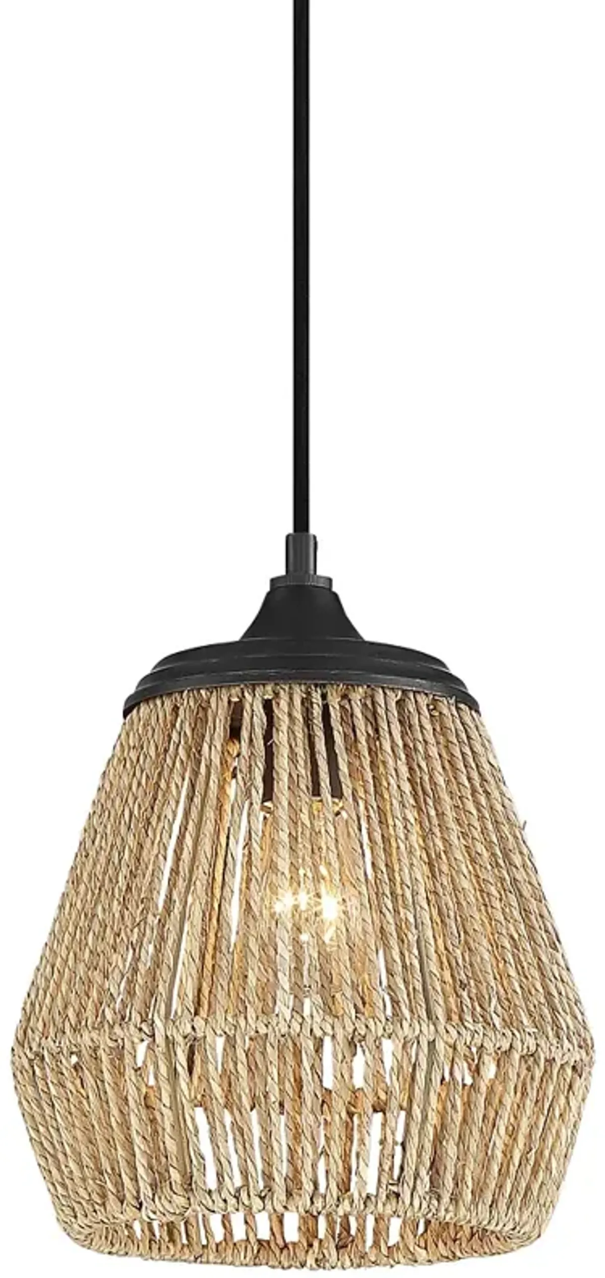 Quoizel Romain 8 3/4" Wide Earth Black and Rattan Fiber Mini Pendant