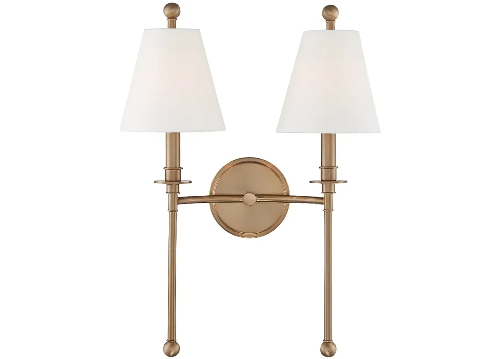 Crystorama Riverdale 14 1/2"H Aged Brass 2-Light Wall Sconce