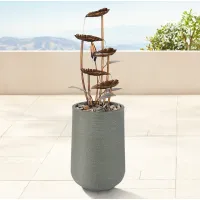 Leonisis 38 1/2" Gray Stone and Metal Leaf Outdoor Plug-In Fountain