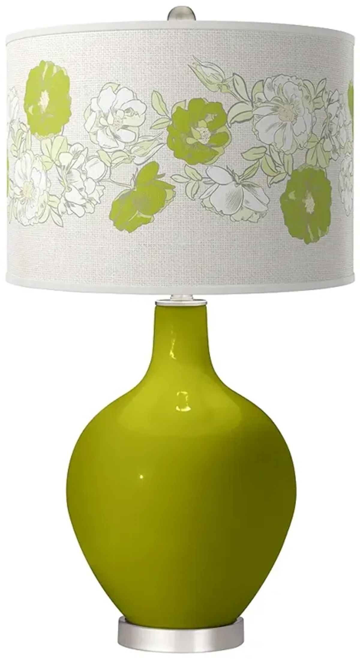 Olive Green Rose Bouquet Ovo Table Lamp