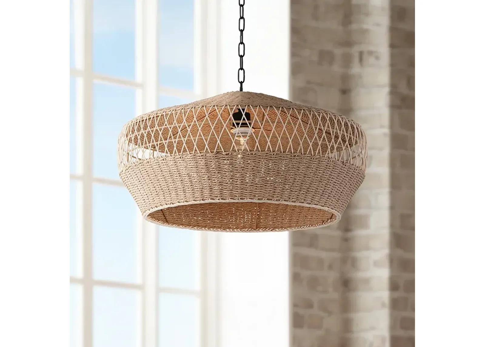 Regency Hill Matias 24 1/2" Vine and Rope Modern Pendant Light