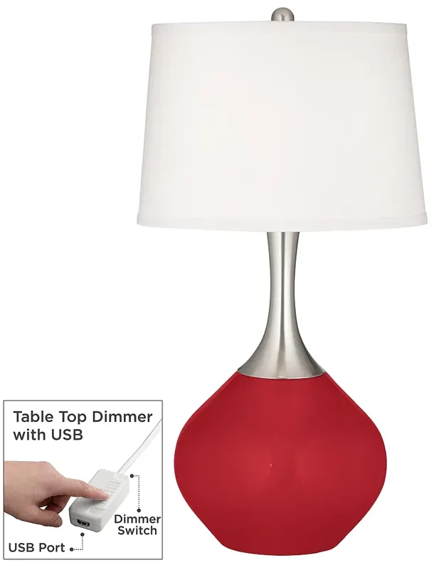 Ribbon Red Spencer Table Lamp with Dimmer