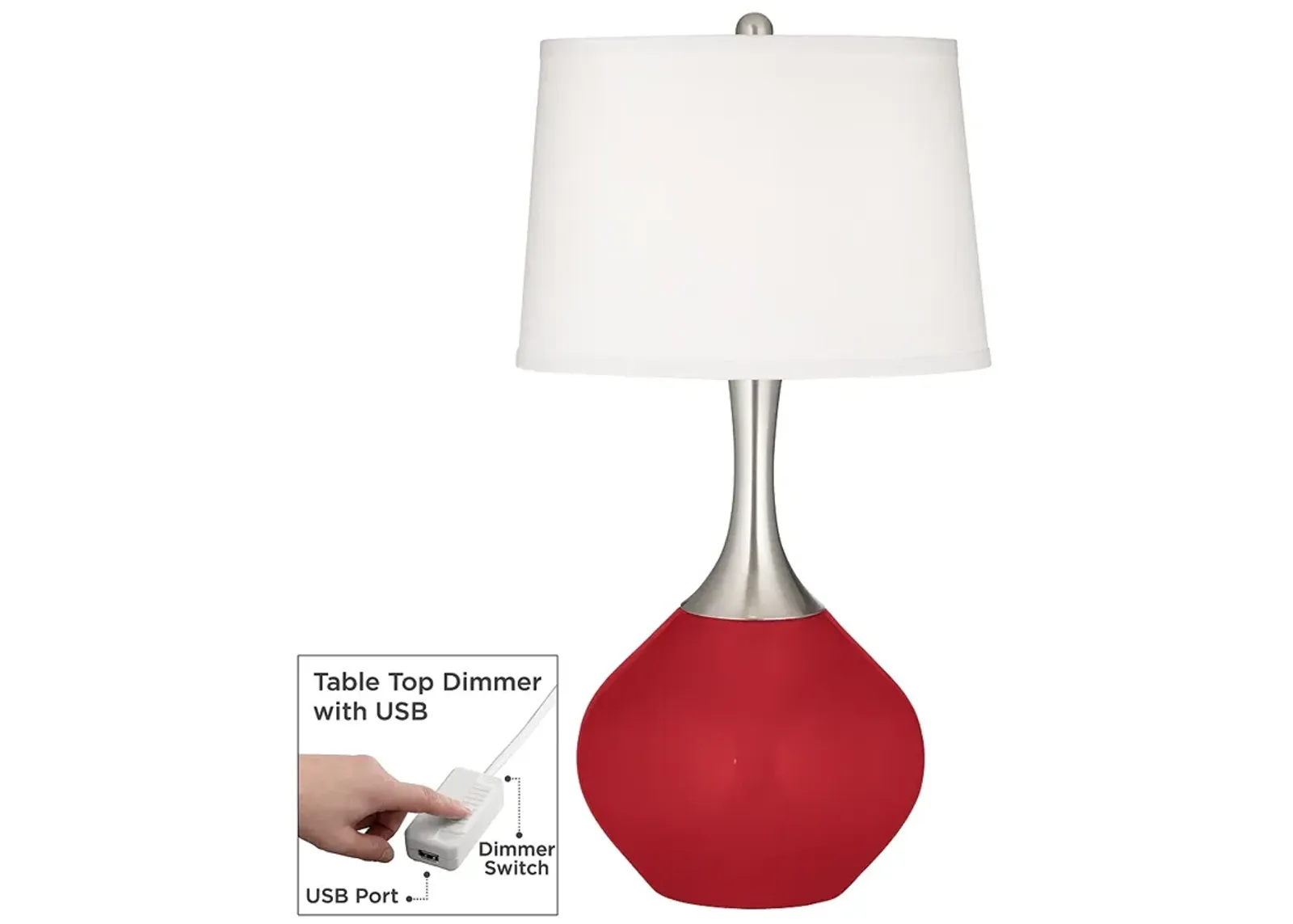 Ribbon Red Spencer Table Lamp with Dimmer