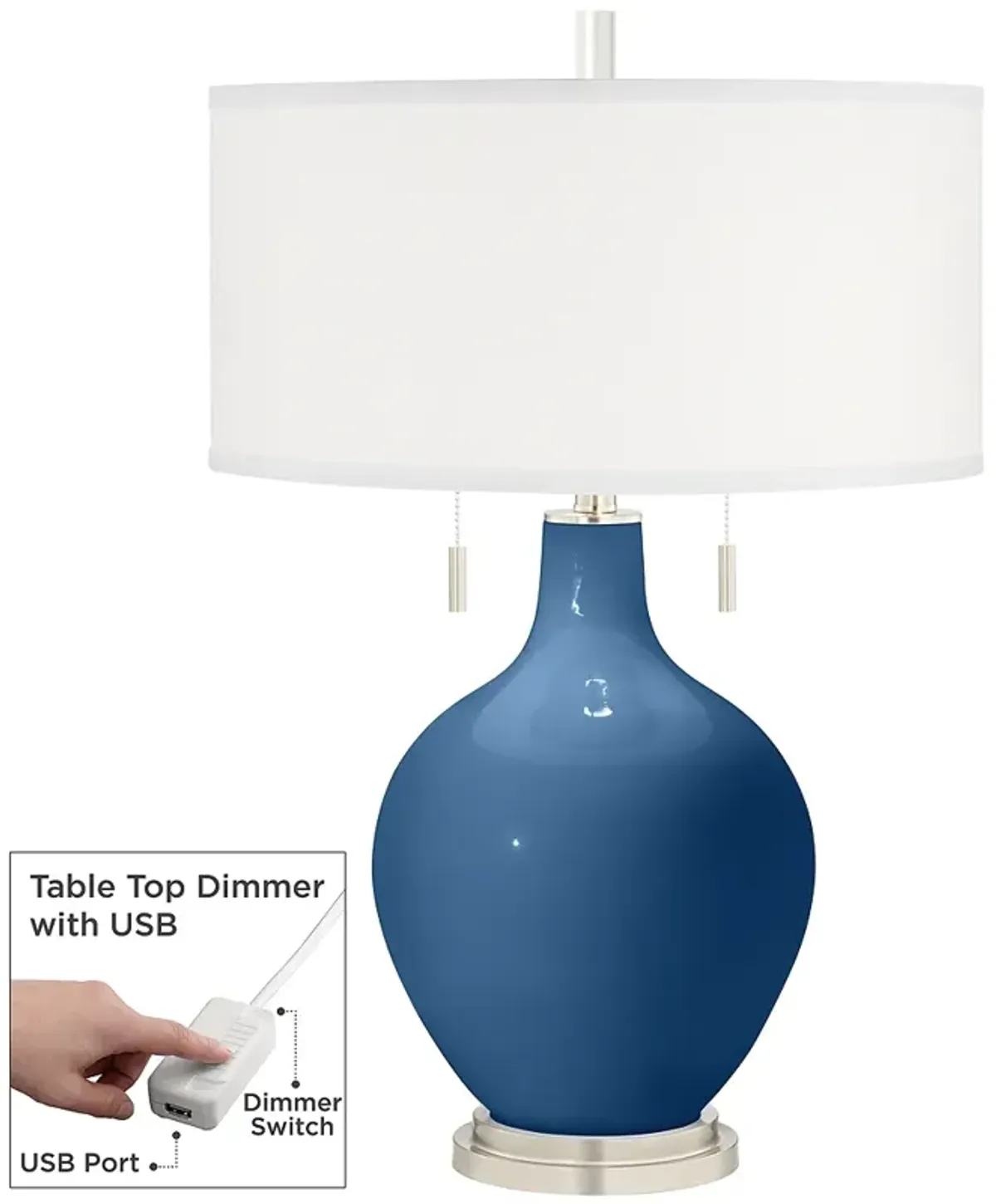 Regatta Blue Toby Table Lamp with Dimmer