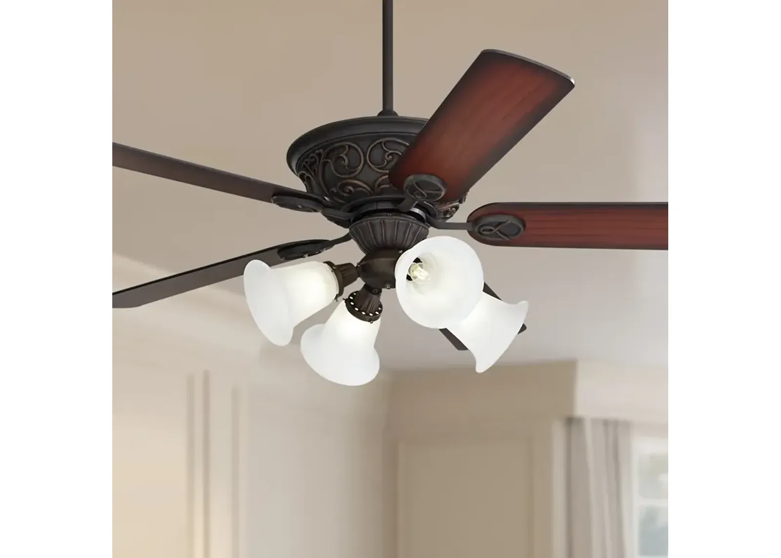 52" Casa Contessa Bronze Marbleized Glass LED Ceiling Fan