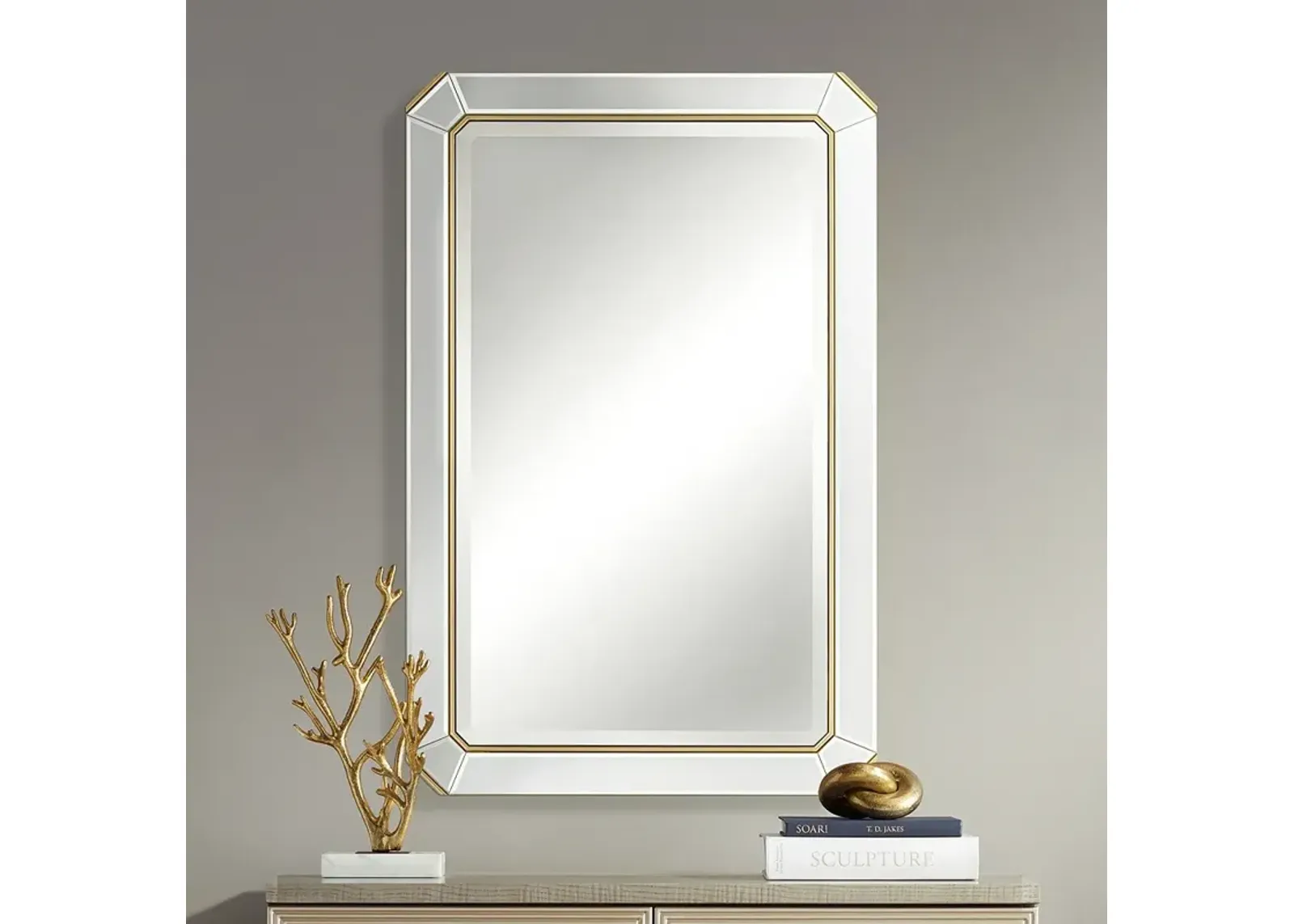 Cassandra Gold 26" x 40" Rectangular Wall Mirror