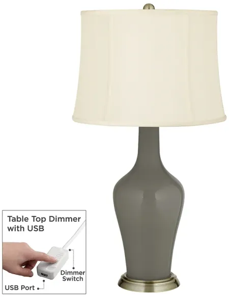 Gauntlet Gray Anya Table Lamp with Dimmer
