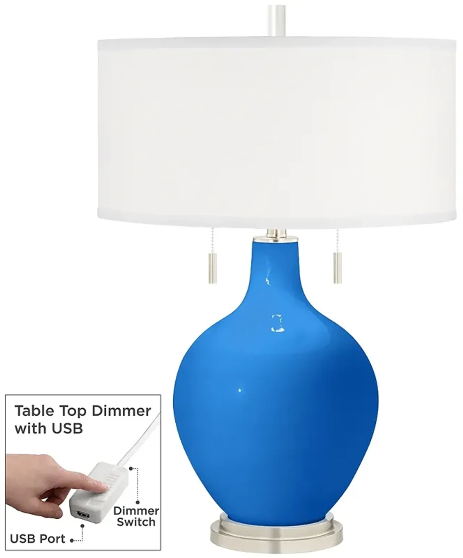 Royal Blue Toby Table Lamp with Dimmer