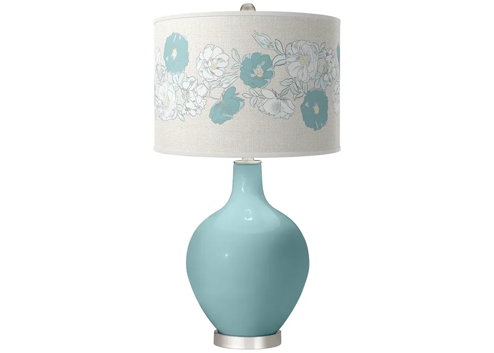 Raindrop Blue with Rose Bouquet Shade Ovo Modern Table Lamp