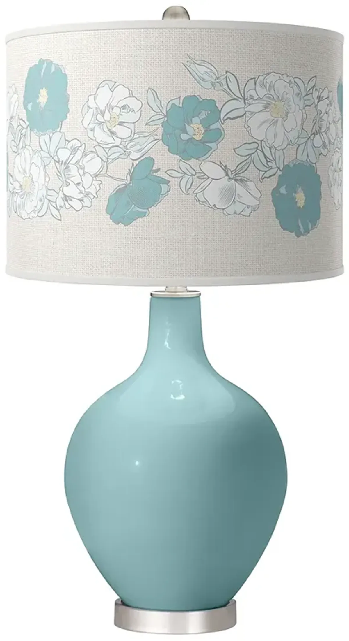 Color Plus Ovo 28 1/2" Rose Bouquet Shade Raindrop Blue Table Lamp