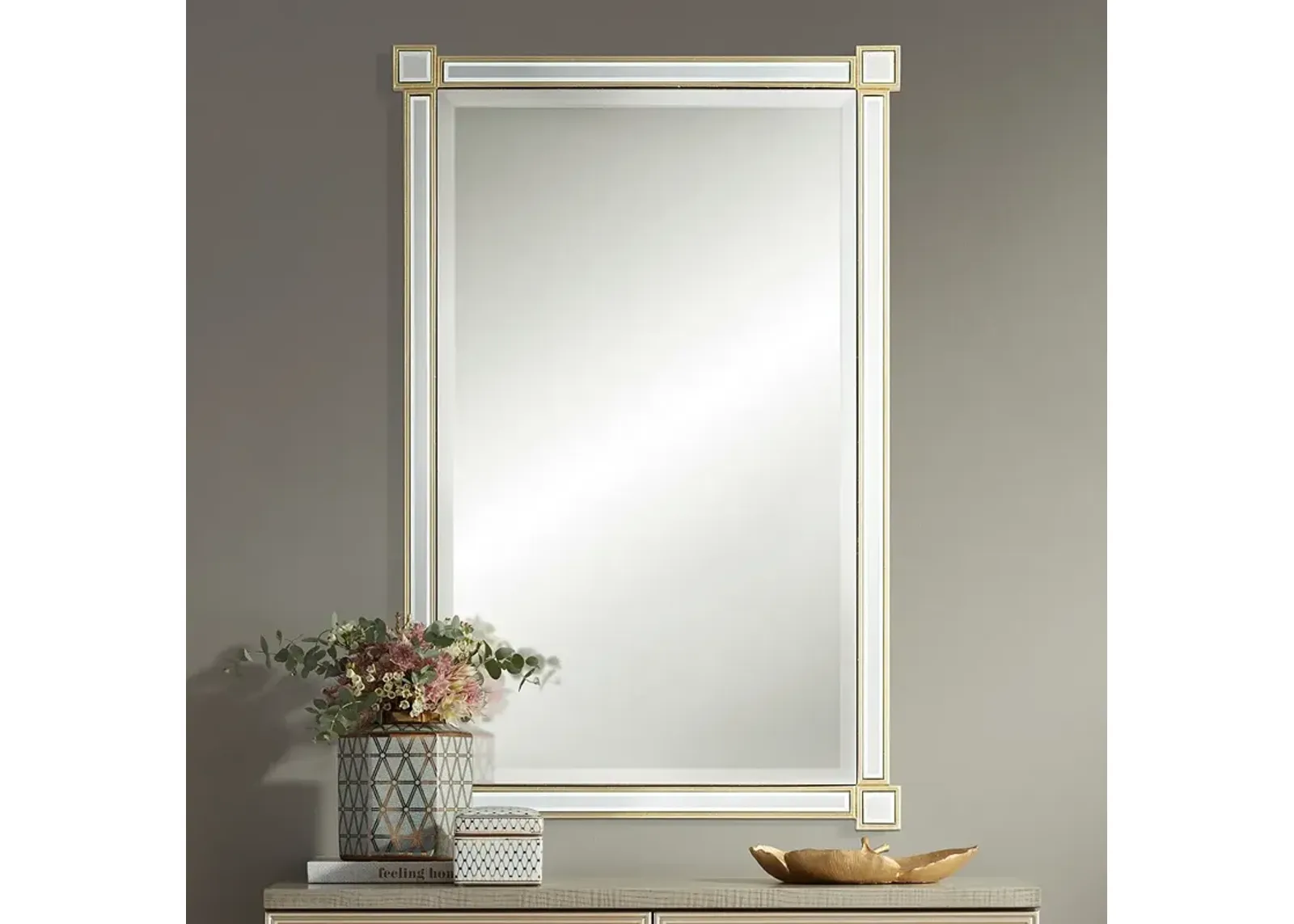 Gabriella Gold Leaf 27" x 42" Rectangular Wall Mirror