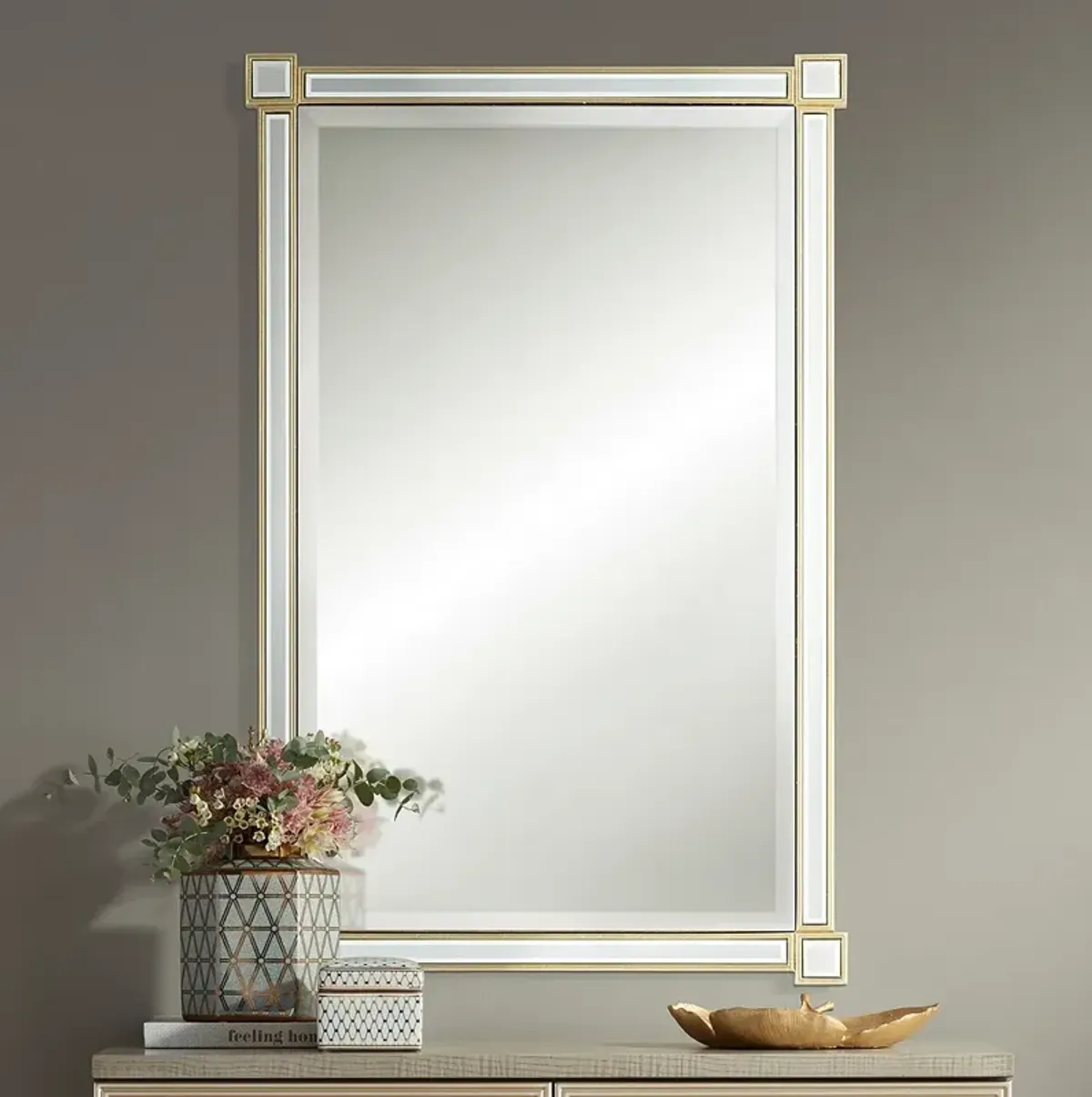 Noble Park Gabriella 27" x 42" Rectangular Gold Leaf Wall Mirror