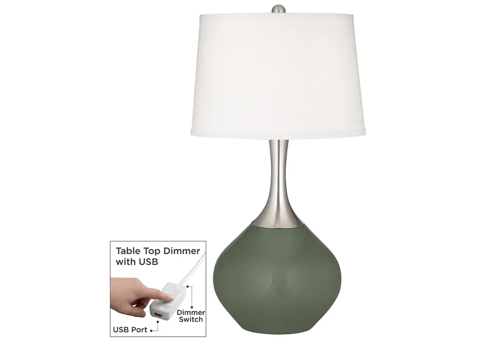 Deep Lichen Green Spencer Table Lamp with Dimmer