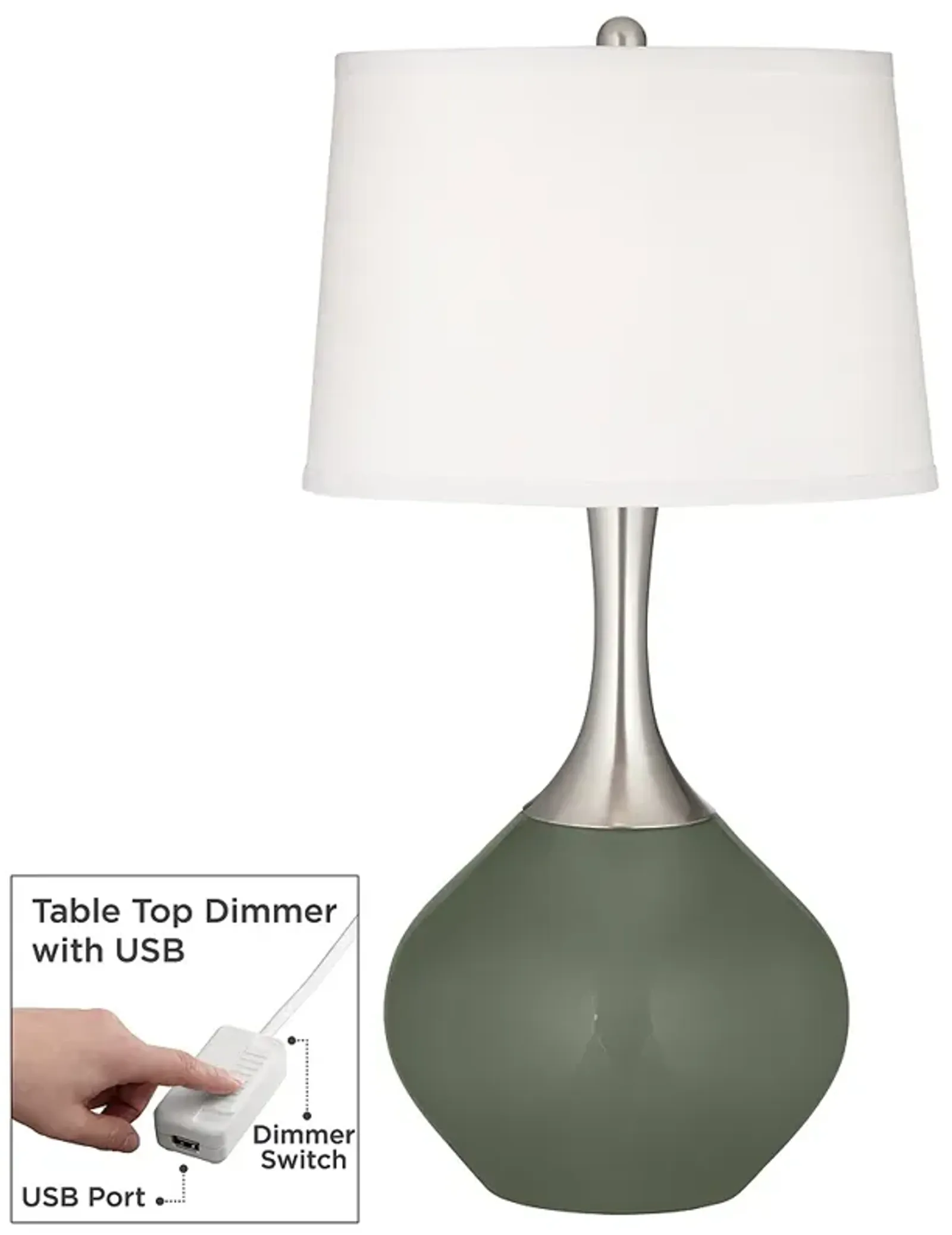 Deep Lichen Green Spencer Table Lamp with Dimmer