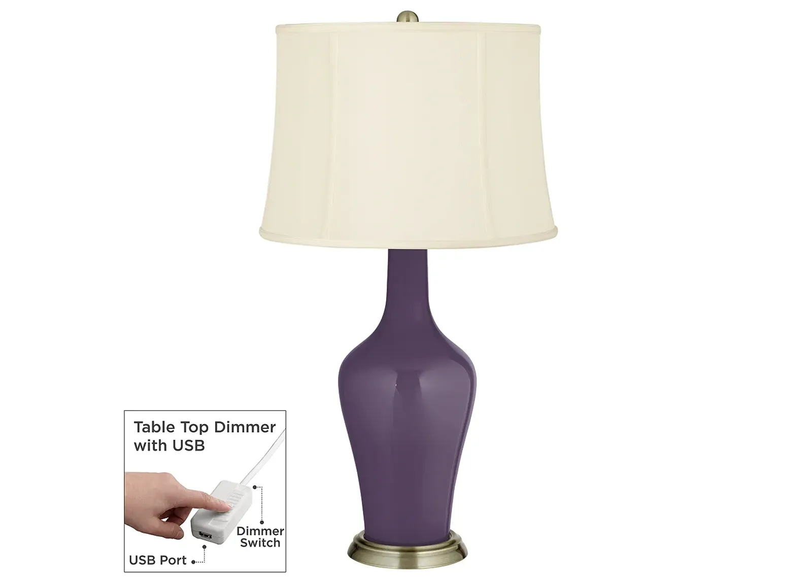 Quixotic Plum Anya Table Lamp with Dimmer