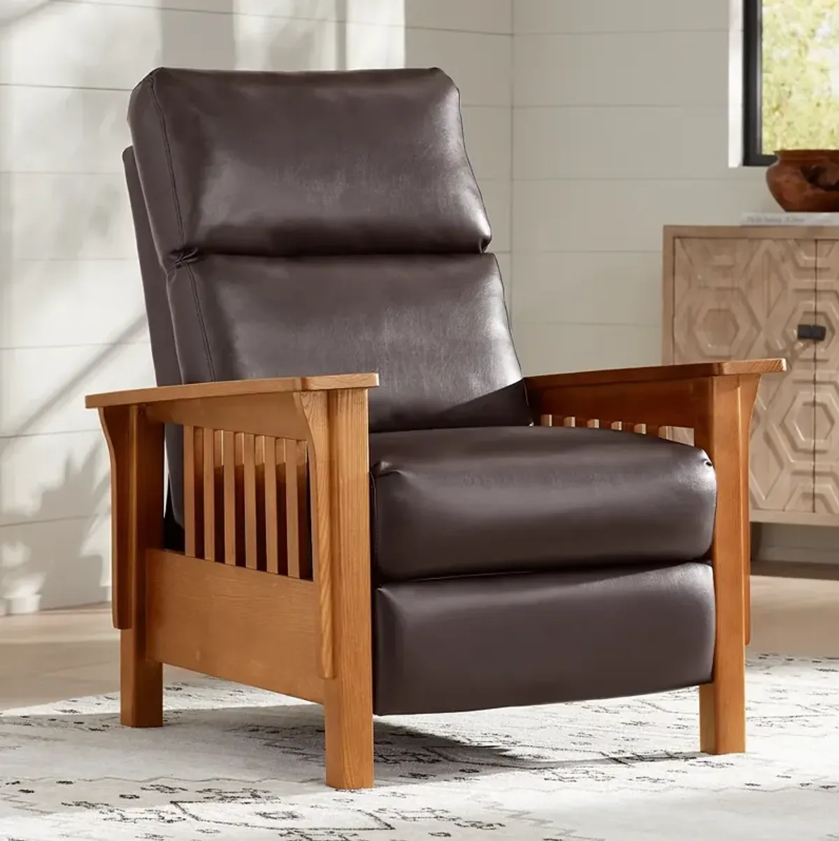 Evan Cantina Chocolate Faux Leather 3-Way Recliner Chair