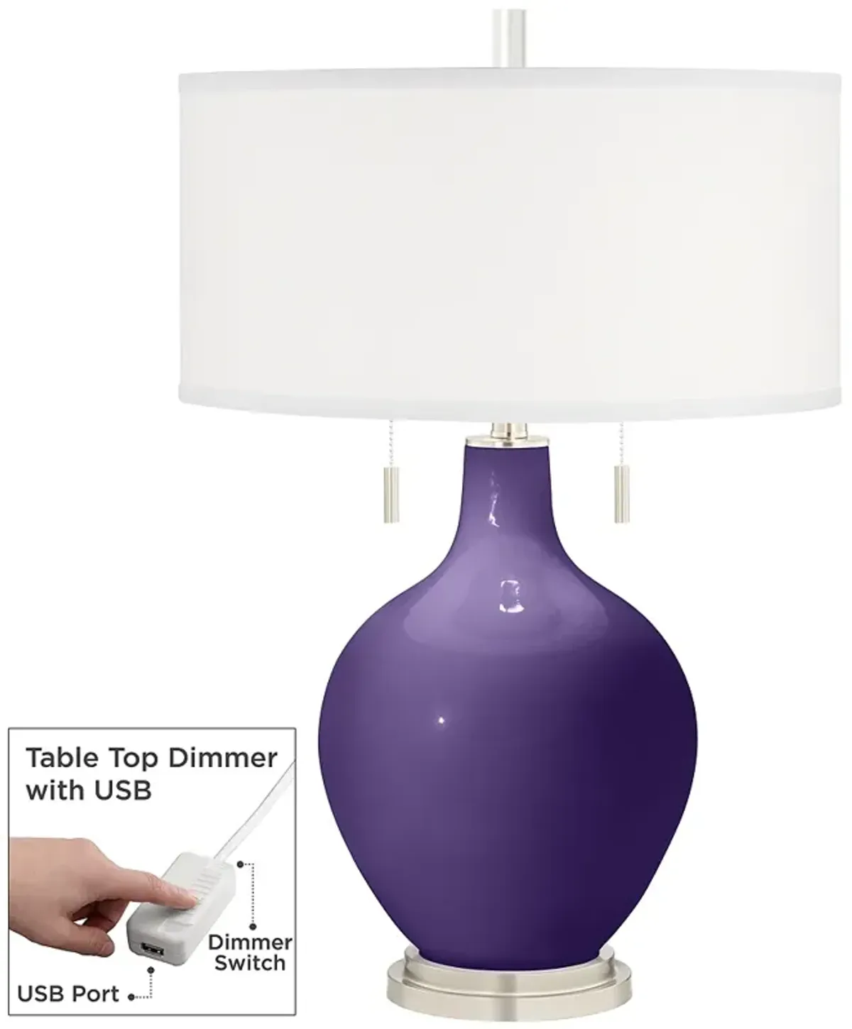 Izmir Purple Toby Table Lamp with Dimmer