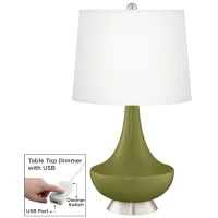 Rural Green Gillan Glass Table Lamp with Dimmer