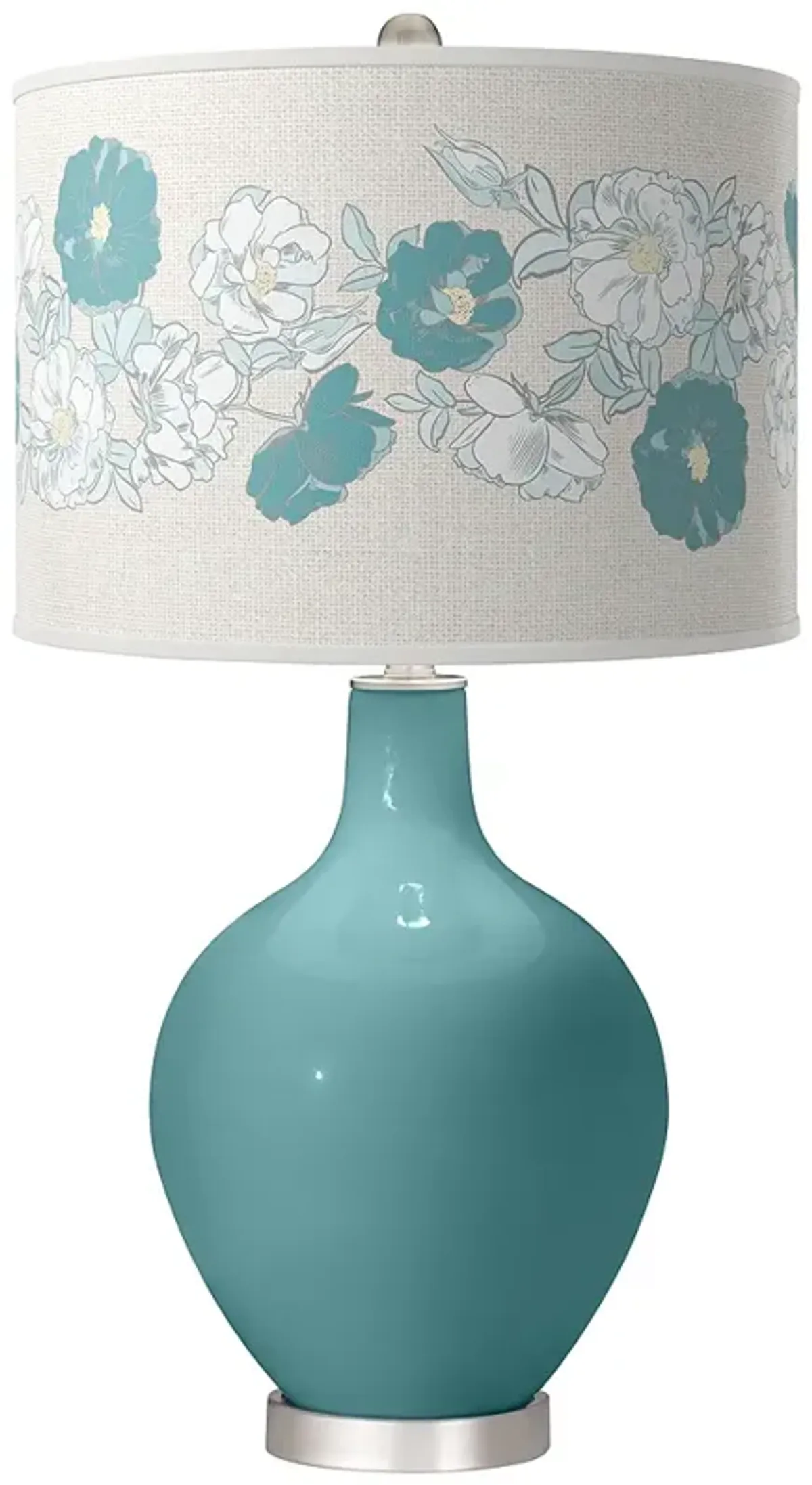 Color Plus Ovo 28 1/2" Rose Bouquet Shade Reflecting Pool Blue Lamp