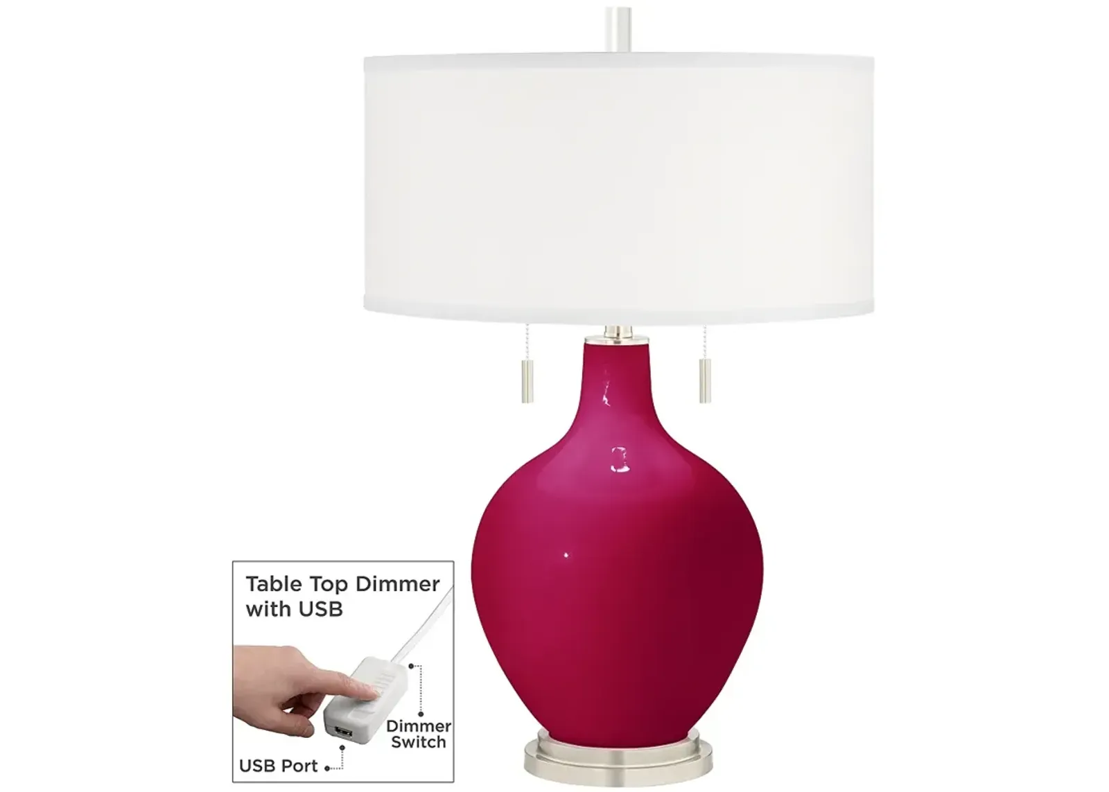 French Burgundy Toby Table Lamp with Dimmer