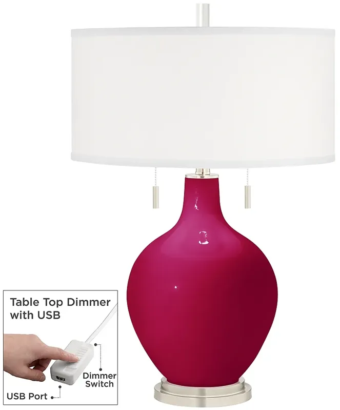 French Burgundy Toby Table Lamp with Dimmer