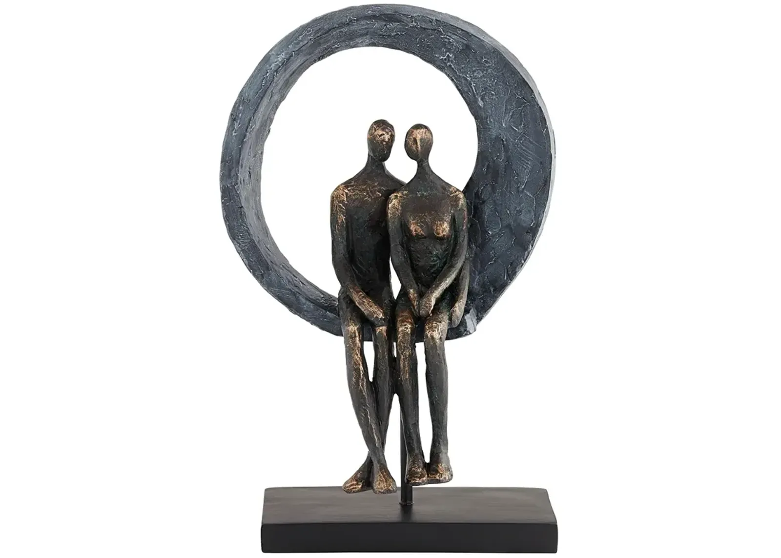 Abstract Couple 12" High Antique Brass Sculpture