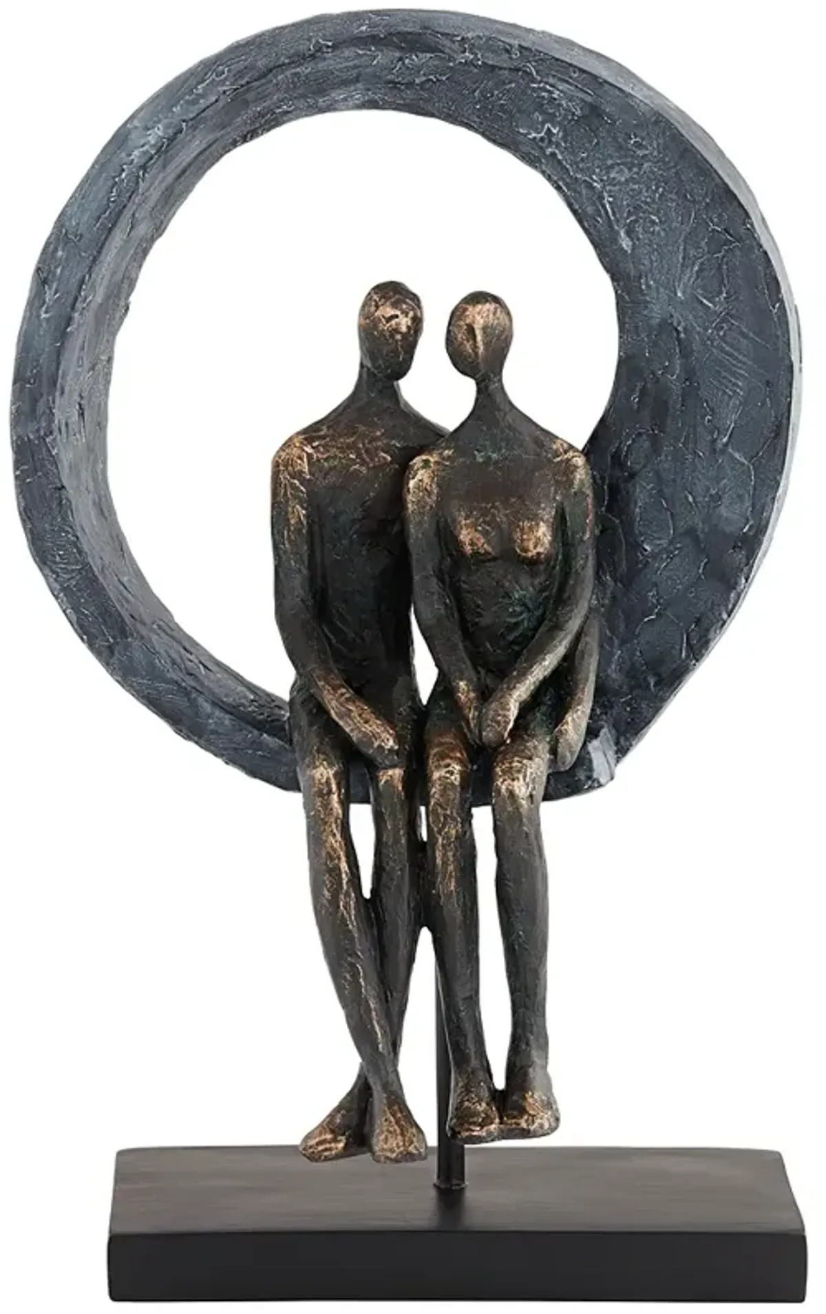 Abstract Couple 12" High Antique Brass Sculpture