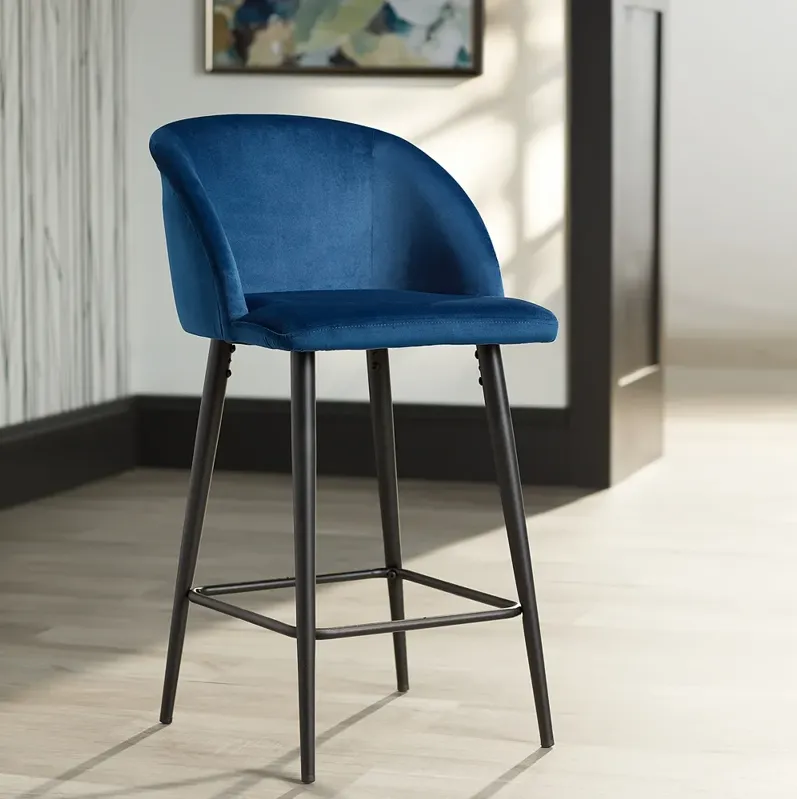 Nigel Blue Velvet Luxe Barstool