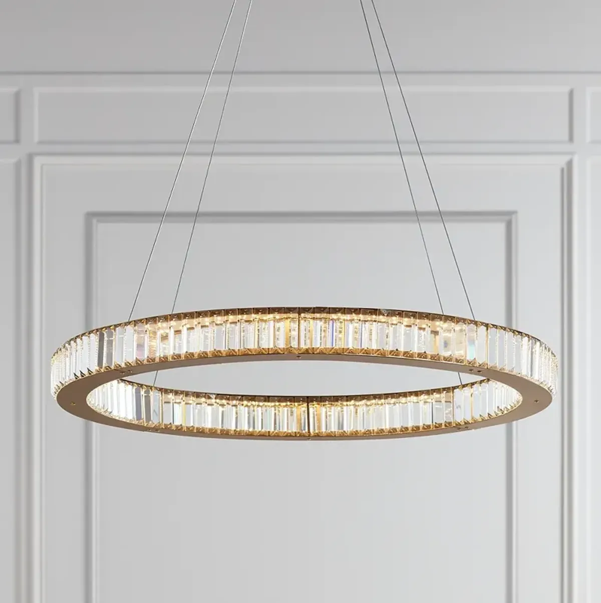 Possini Euro Vesta 35 1/2" Wide Gold Crystal LED Pendant Chandelier