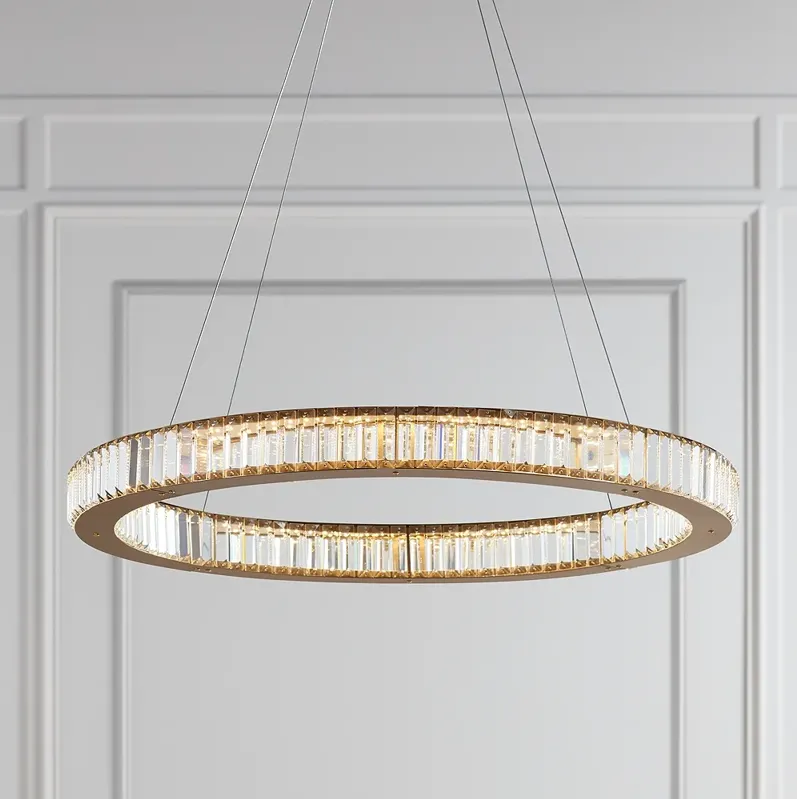 Possini Euro Vesta 35 1/2" Wide Gold Crystal LED Pendant Chandelier