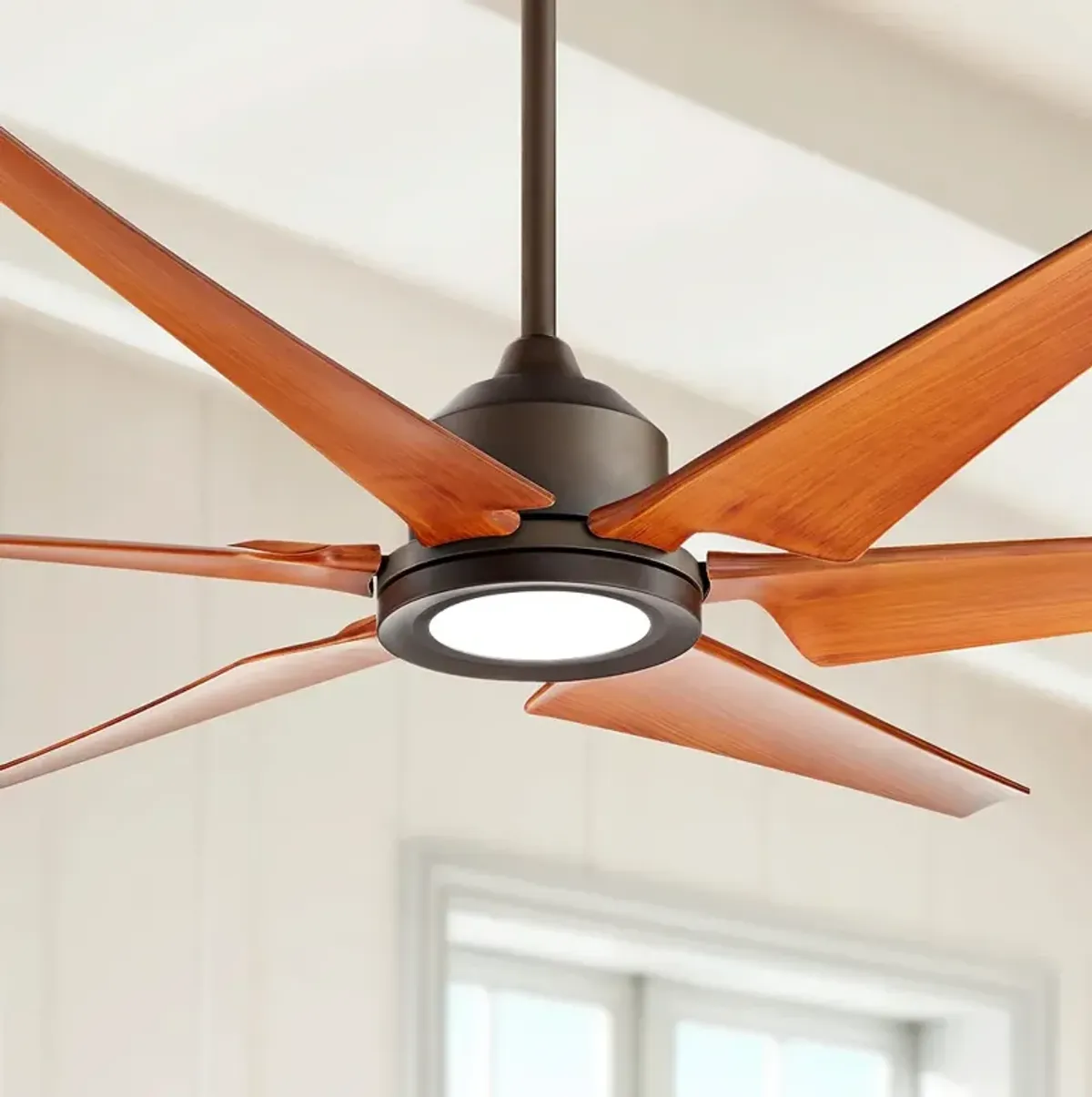 72" Casa Vieja Power Hawk Bronze LED Damp Rated Fan with Remote