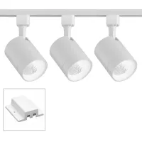 3-Light White Cylinder LED Floating Canopy Track Kit