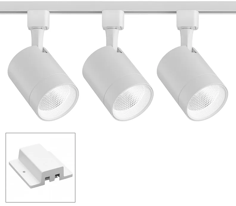 3-Light White Cylinder LED Floating Canopy Track Kit