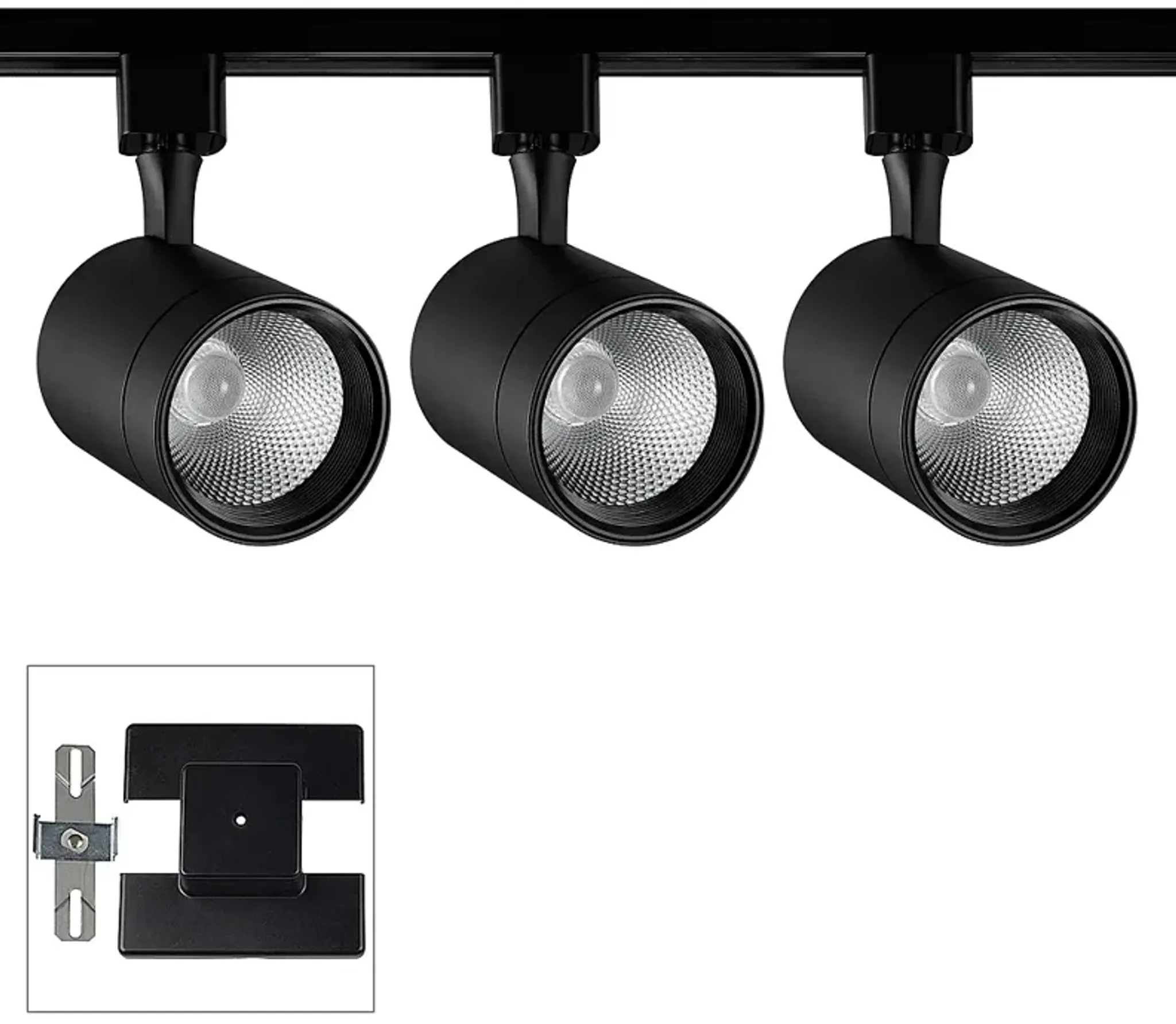 3 Light Black 15w Led Track Kit With Floating Canopy Lamps Plus ...