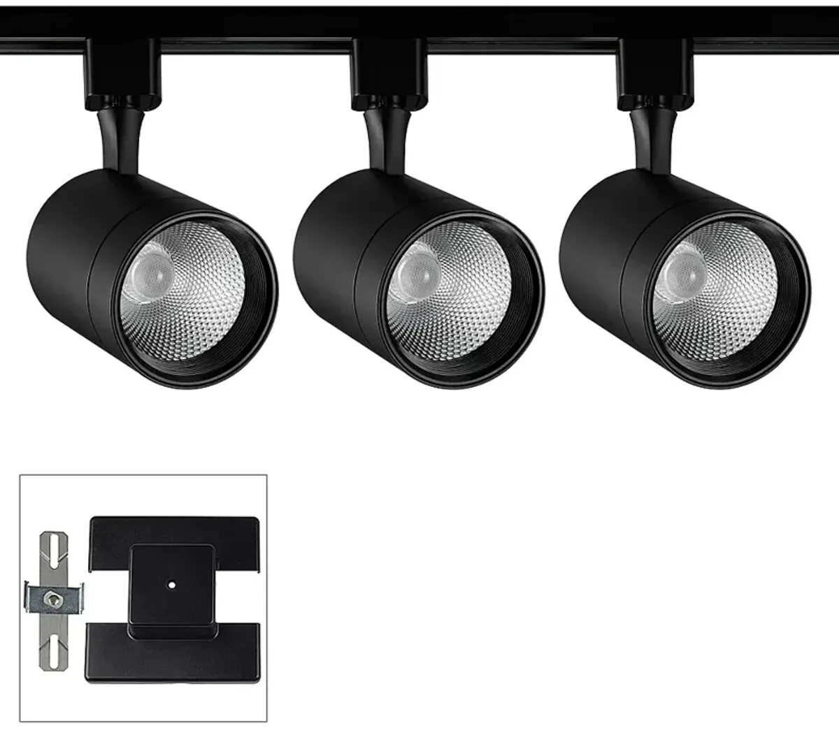 3-Light Black 15W LED Track Kit with Floating Canopy