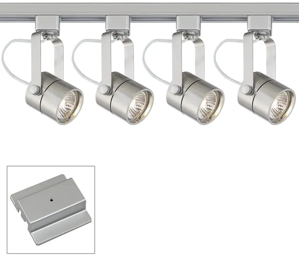 4-Light Silver Cylinder LED GU10 Floating Canopy Track Kit