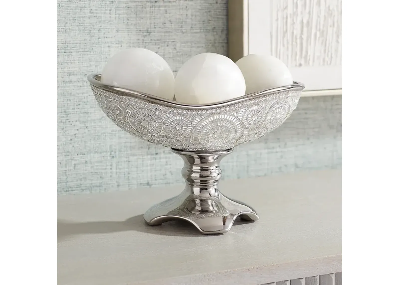 Circle Bling Silver Plating Ceramic Fruit Bowl