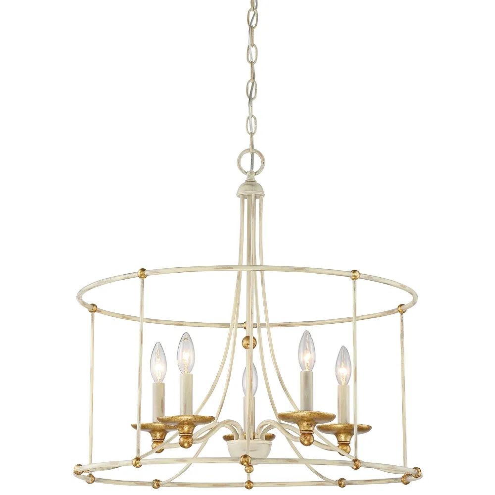 Westchester County 25" Wide 5-Light  White Gold Open Drum Chandelier