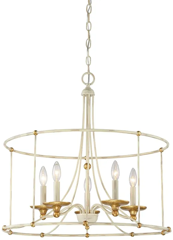 Westchester County 25" Wide 5-Light  White Gold Open Drum Chandelier