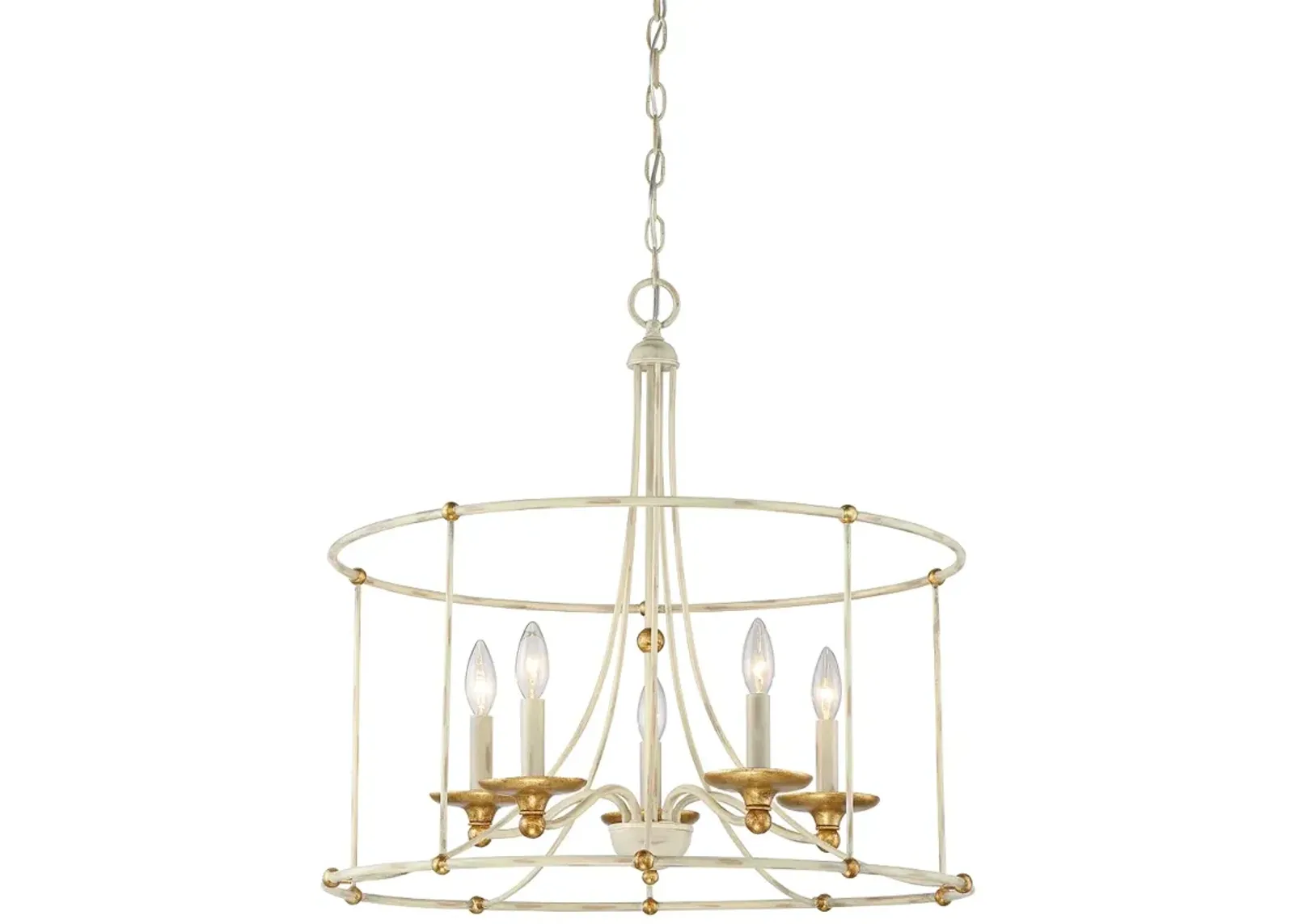 Westchester County 25" Wide 5-Light  White Gold Open Drum Chandelier