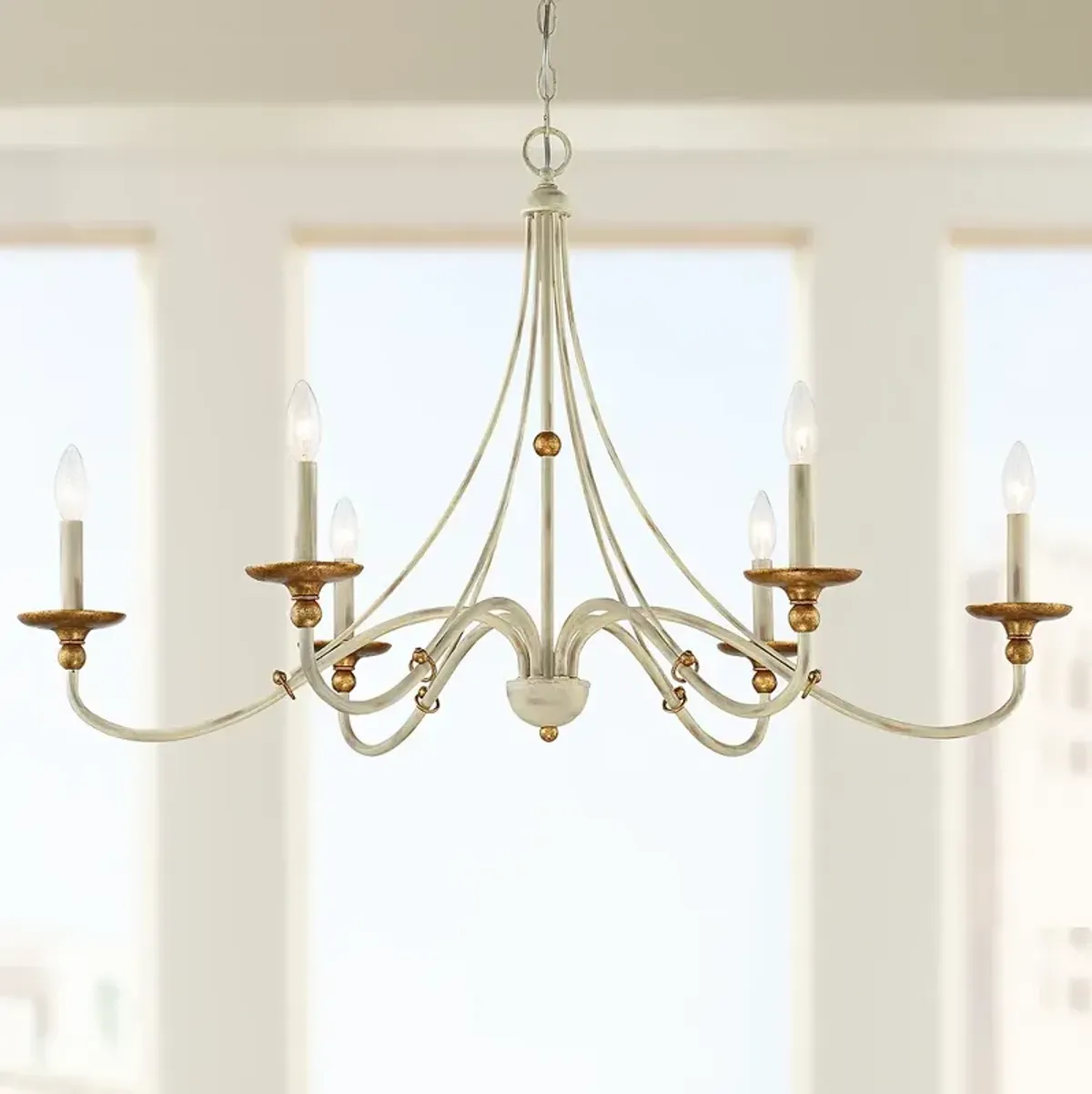 Westchester County 40" Farmhouse White 6-Light Candelabra Chandelier