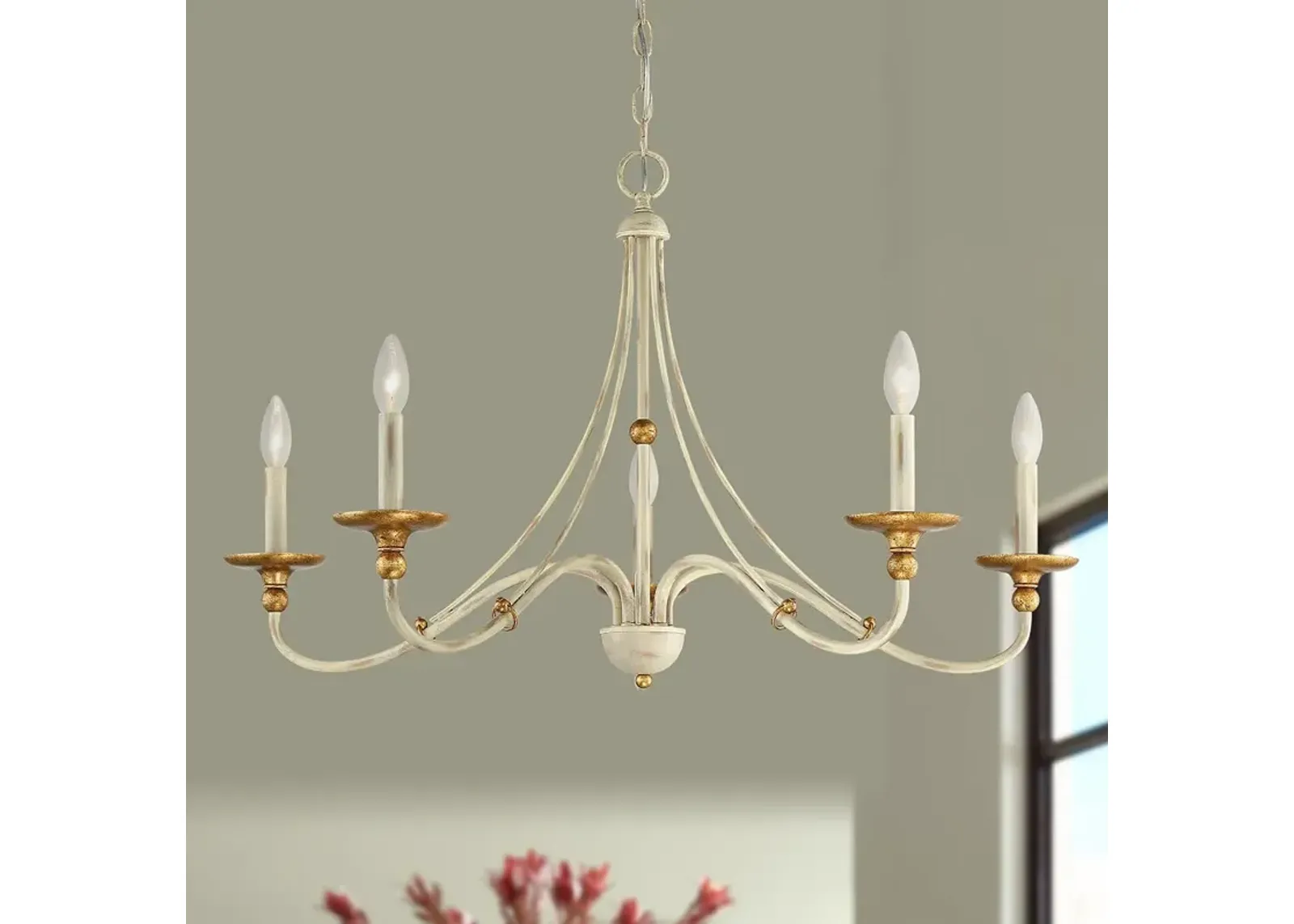 Minka Lavery Westchester County 28" Farmhouse White 5-Light Chandelier