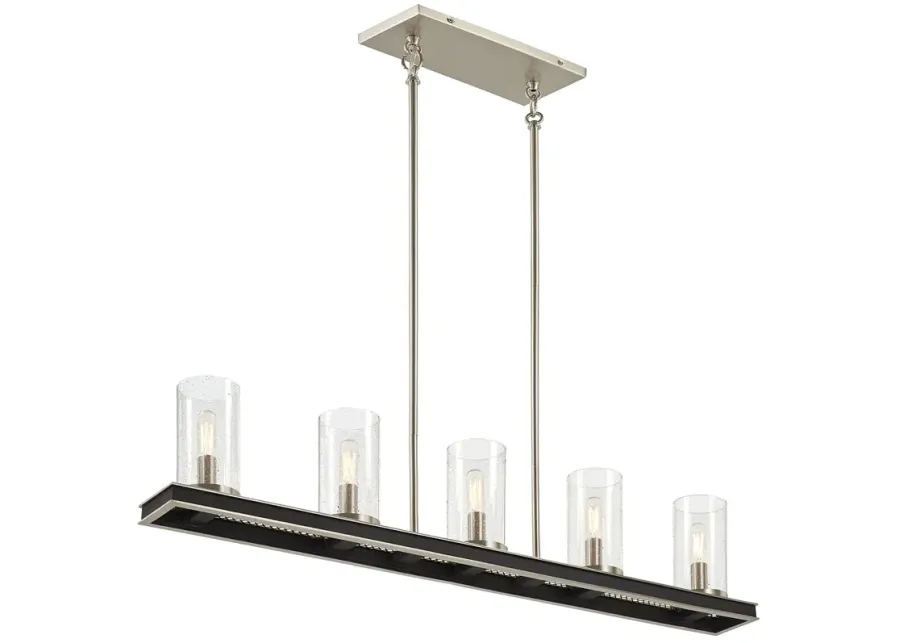 Cole's Crossing 40"W Coal Nickel 5-Light Island Chandelier