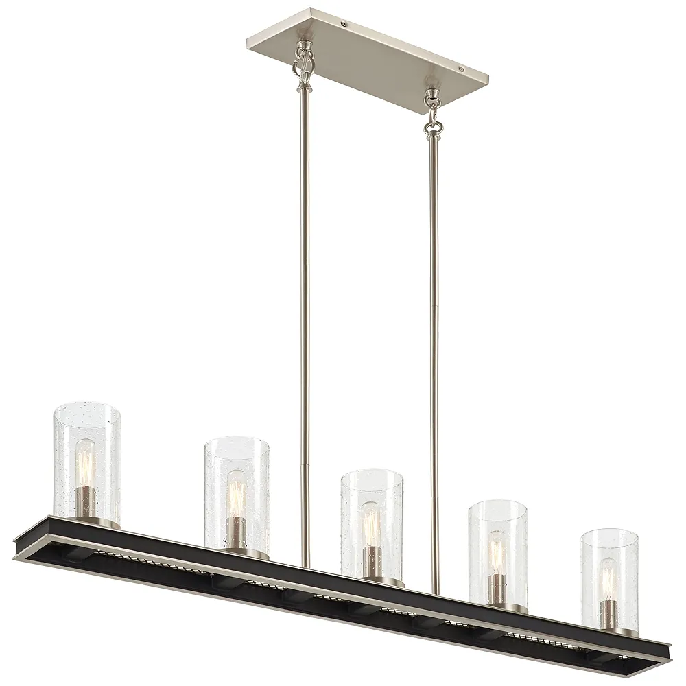 Cole's Crossing 40"W Coal Nickel 5-Light Island Chandelier