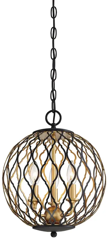 Gilded Glam 12"W Coal Honey Gold 3-Light Mini Pendant Light