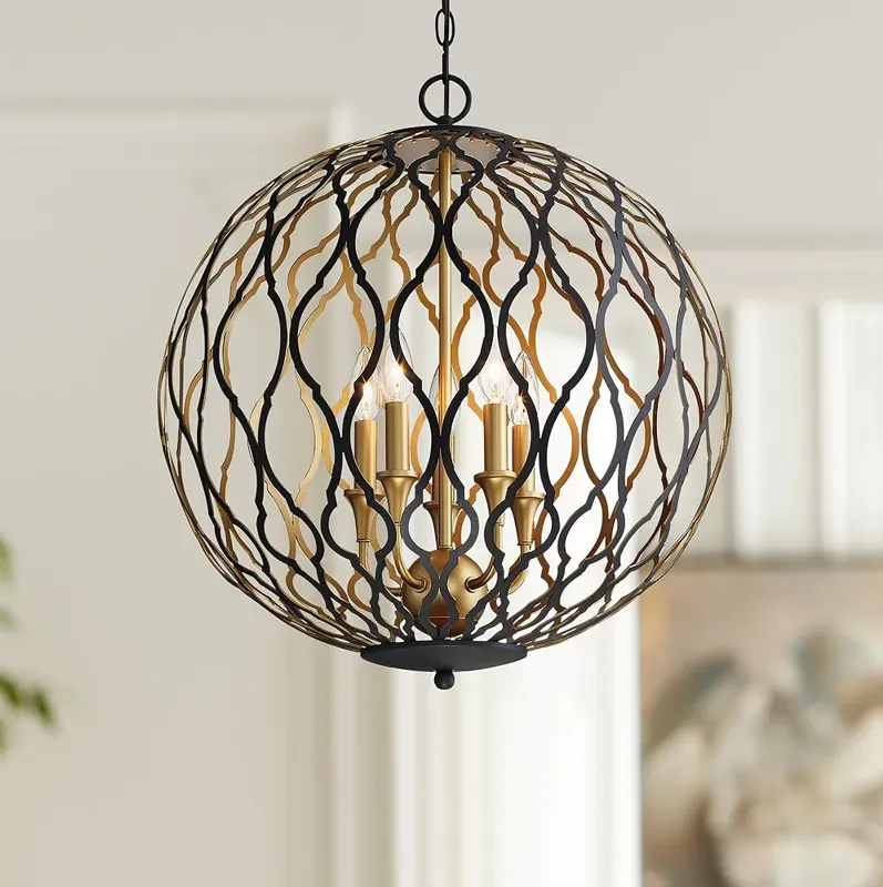 Minka Lavery Gilded Glam 20" Sand and Gold 5-Light Globe Pendant Light