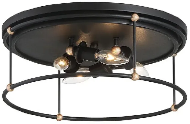 Westchester County 16 1/2" Wide Black Sand Coal 4-Light Ceiling Light