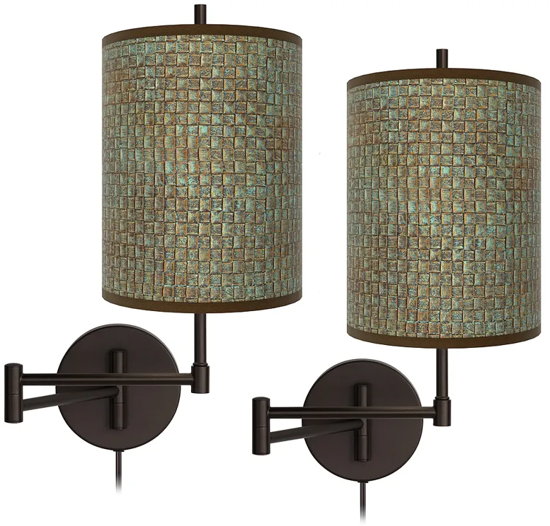 Giclee Glow Tessa 19" Interweave Bronze Swing Arm Wall Lamps Set of 2