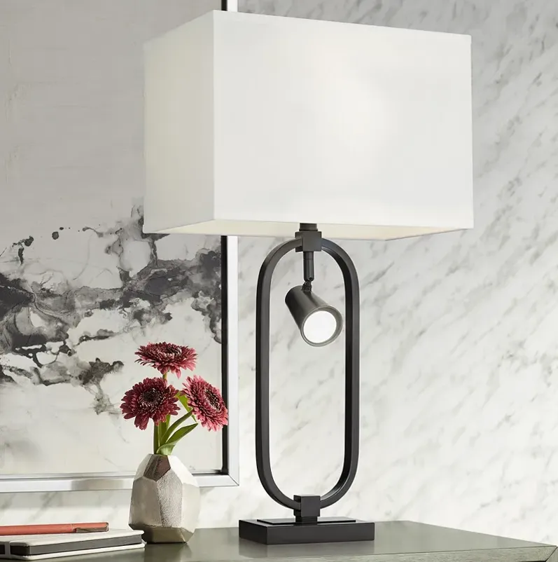 Pacific Coast Lighting Oval Base Table Lamp with Adjustable Reading Light
